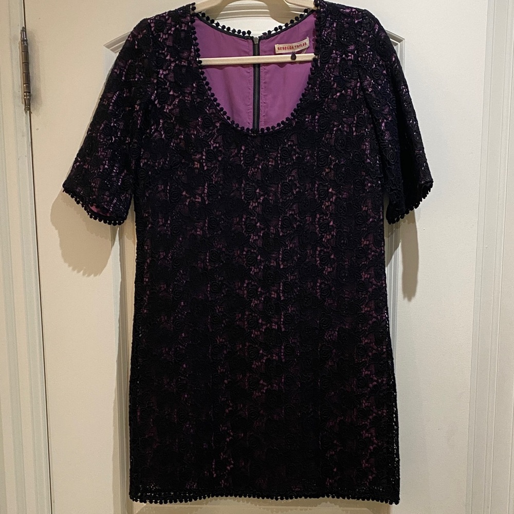 Rebecca Taylor Purple and Black Lace Punk Dress